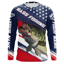 Load image into Gallery viewer, American Flag Bass Fishing Jerseys, Personalized Patriotic Bass Fishing Shirts For Fisherman IPHW5756