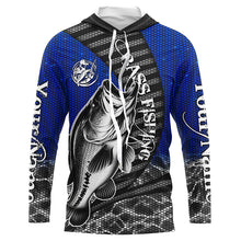 Load image into Gallery viewer, Custom Largemouth Bass Long Sleeve Tournament Fishing Shirts, Bass Fishing Jerseys | Blue IPHW5758