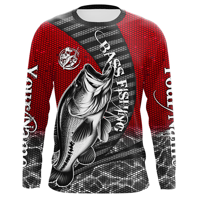 Custom Largemouth Bass Long Sleeve Tournament Fishing Shirts, Bass
