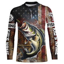 Load image into Gallery viewer, Vintage American Flag Bass Fishing Jerseys, Personalized Patriotic Bass Fishing Shirts For Fisherman IPHW5762