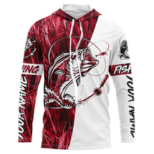 Load image into Gallery viewer, Custom Bass Fishing Tattoo Red Camo Long Sleeve Tournament Fishing Shirts, Bass Fishing Jerseys IPHW5766