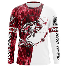 Load image into Gallery viewer, Custom Bass Fishing Tattoo Red Camo Long Sleeve Tournament Fishing Shirts, Bass Fishing Jerseys IPHW5766