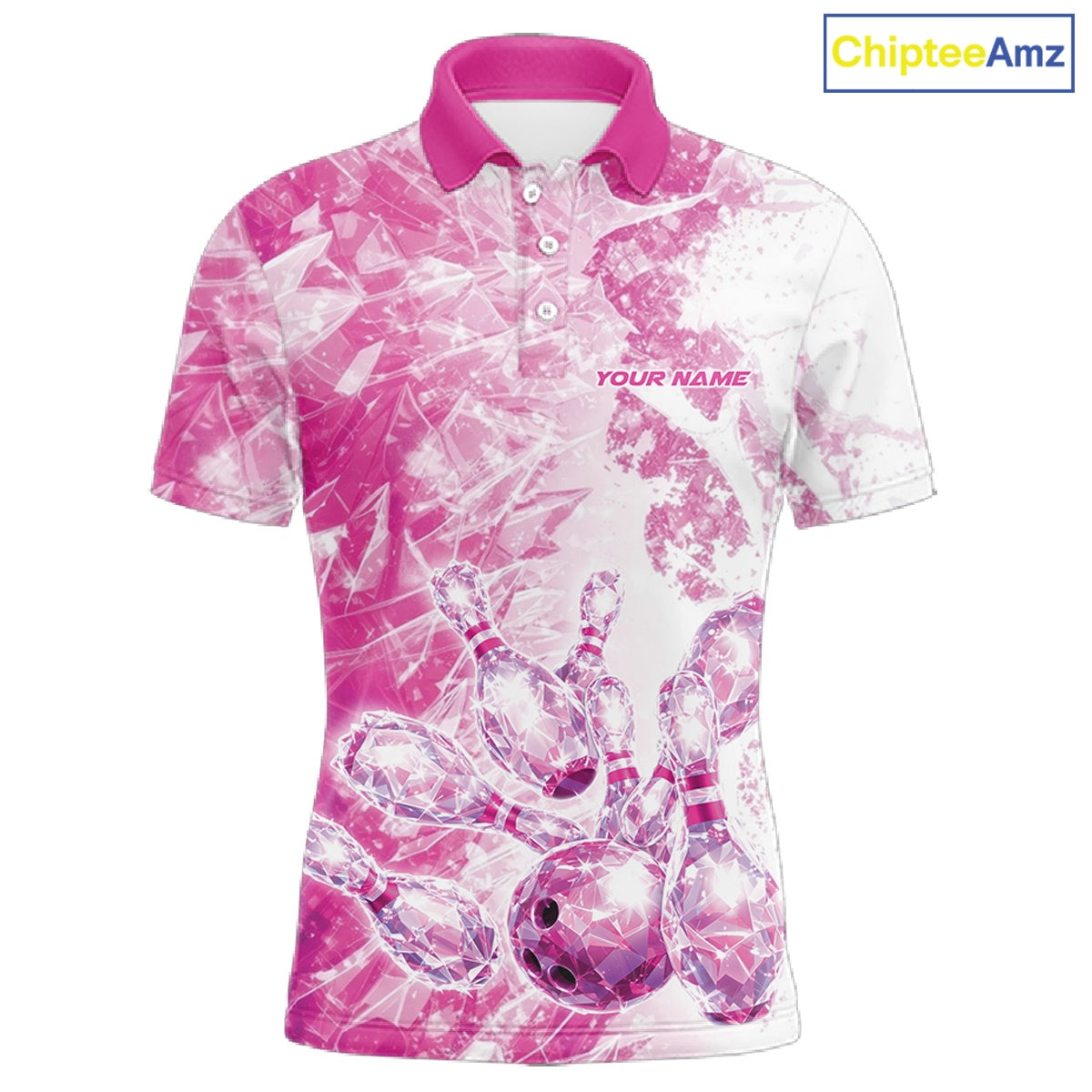 Custom Pink Ice Crystal Bowling Team Jerseys For Men, Women And Kid, Bowling Tournament Shirts Multi Styles IPHW10423