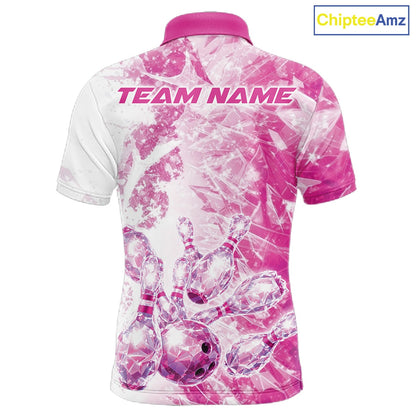 Custom Pink Ice Crystal Bowling Team Jerseys For Men, Women And Kid, Bowling Tournament Shirts Multi Styles IPHW10423