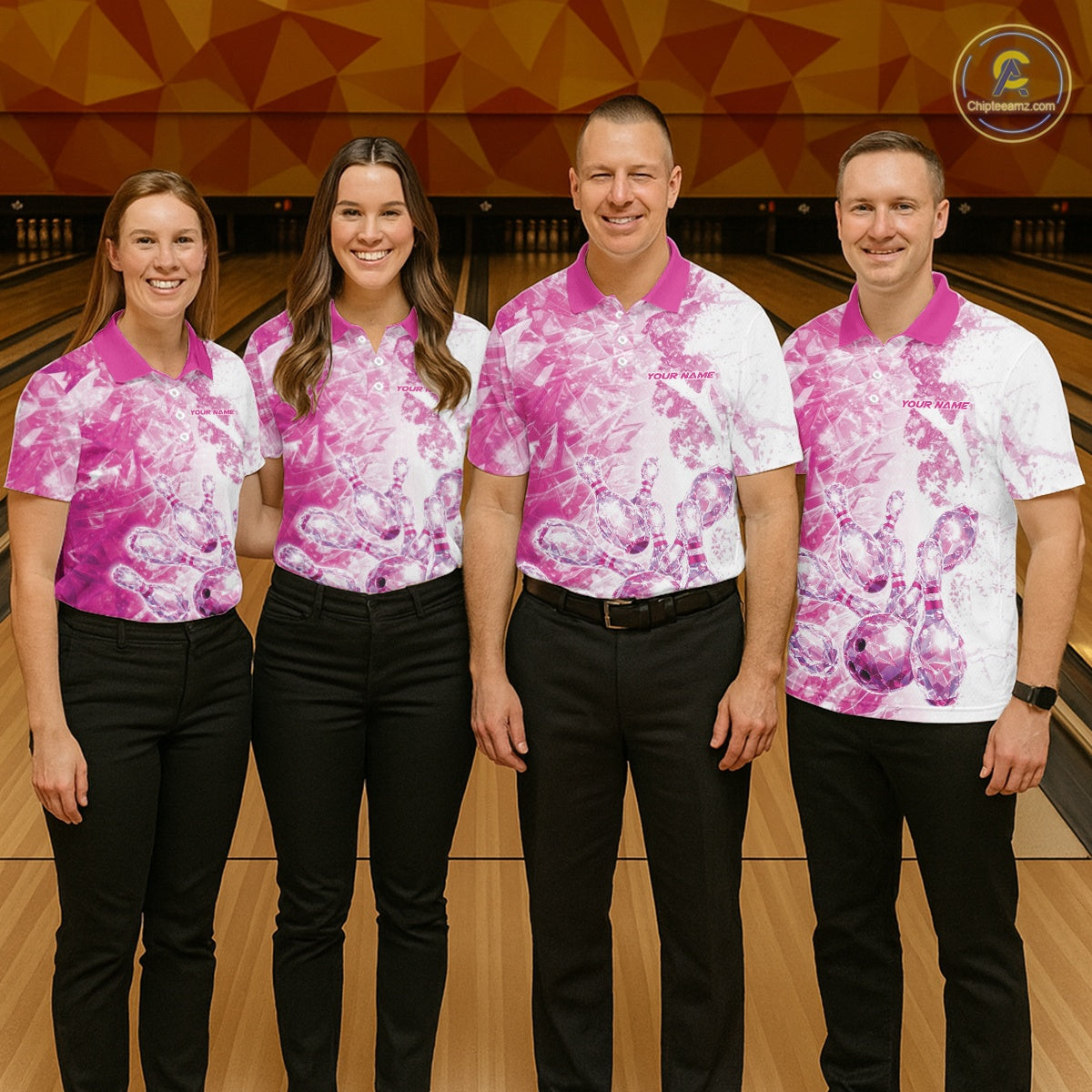 Custom Pink Ice Crystal Bowling Team Jerseys For Men, Women And Kid, Bowling Tournament Shirts Multi Styles IPHW10423