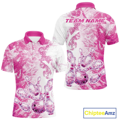 Custom Pink Ice Crystal Bowling Team Jerseys For Men, Women And Kid, Bowling Tournament Shirts Multi Styles IPHW10423