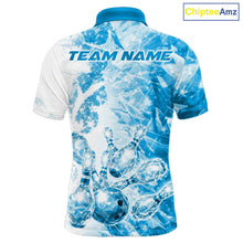 Load image into Gallery viewer, Custom Blue Ice Crystal Bowling Team Jerseys For Men, Women And Kid, Bowling Tournament Shirts Multi Styles IPHW10424