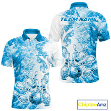 Load image into Gallery viewer, Custom Blue Ice Crystal Bowling Team Jerseys For Men, Women And Kid, Bowling Tournament Shirts Multi Styles IPHW10424