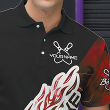 Load image into Gallery viewer, Custom Black And Red Thunder Lightning Strike Bowling Polo Shirts For Men Team Shirt IPHW8533
