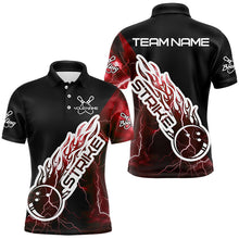 Load image into Gallery viewer, Custom Black And Red Thunder Lightning Strike Bowling Polo Shirts For Men Team Shirt IPHW8533