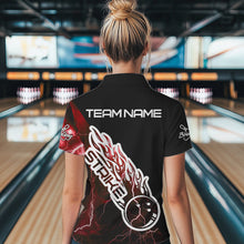 Load image into Gallery viewer, Custom Black And Red Thunder Lightning Strike Bowling Womens Quarter-Zip Shirts Team Shirt IPHW8533