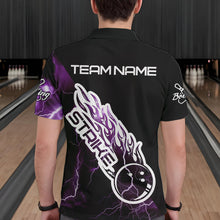 Load image into Gallery viewer, Custom Black And Purple Thunder Lightning Strike Bowling Polo Shirts For Men Team Shirt IPHW8535