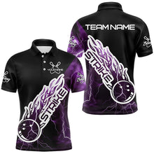 Load image into Gallery viewer, Custom Black And Purple Thunder Lightning Strike Bowling Polo Shirts For Men Team Shirt IPHW8535