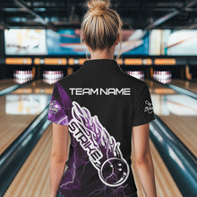 Load image into Gallery viewer, Custom Black And Purple Thunder Lightning Strike Bowling Womens Quarter-Zip Shirts Shirt IPHW8535