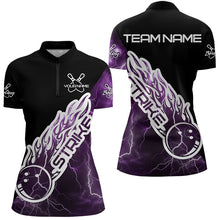 Load image into Gallery viewer, Custom Black And Purple Thunder Lightning Strike Bowling Womens Quarter-Zip Shirts Shirt IPHW8535