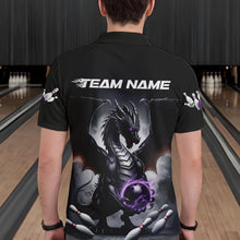 Load image into Gallery viewer, Custom Black And Purple Dragon Bowling Team Polo Shirts For Men, Dragon Bowling Jerseys IPHW8546