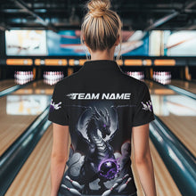 Load image into Gallery viewer, Custom Black And Purple Dragon Bowling Team Womens Quarter-Zip Shirt, Dragon Bowling Jersey IPHW8546