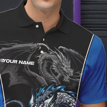 Load image into Gallery viewer, Custom Black And Blue Dragon Bowling Polo Shirts For Men, Dragon Bowling Tournament Uniform IPHW8552