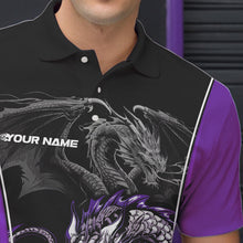 Load image into Gallery viewer, Custom Black And Purple Dragon Bowling Polo Shirts For Men, Dragon Bowling Tournament Uniform IPHW8554