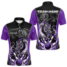 Load image into Gallery viewer, Custom Black And Purple Dragon Bowling Polo Shirts For Men, Dragon Bowling Tournament Uniform IPHW8554