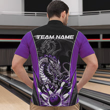 Load image into Gallery viewer, Custom Black And Purple Dragon Bowling Quarter-Zip Shirts For Men, Dragon Bowling Tournament Uniform IPHW8554