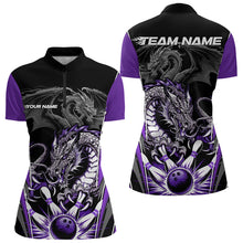 Load image into Gallery viewer, Custom Black And Purple Dragon Bowling Womens Quarter-Zip Shirt, Bowling Tournament Uniform IPHW8554