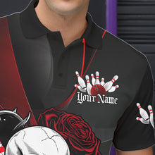 Load image into Gallery viewer, Custom Black And Red Roses Skull Bowling Team Polo Shirts For Men, Skull Bowling Jerseys IPHW8870