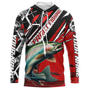 Personalized Rainbow Trout Fishing Jerseys, Trout Fly Fishing Shirts For Tournament| Black And Red IPHW6357