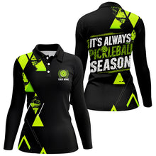 Load image into Gallery viewer, Women&#39;S Pickleball Shirts With Custom Name Sayings &quot;It&#39;S Always Pickleball Season&quot; | Green IPHW6913