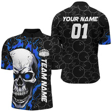 Load image into Gallery viewer, Custom Blue Flame Skull Halloween Bowling Shirts For Men With Custom Name, Team Name, Number IPHW7103