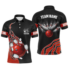 Load image into Gallery viewer, Red Flame Bowling Polo Shirts For Men Bowling Ball, Custom Bowling Team Jerseys Bowler Outfits IPHW5216
