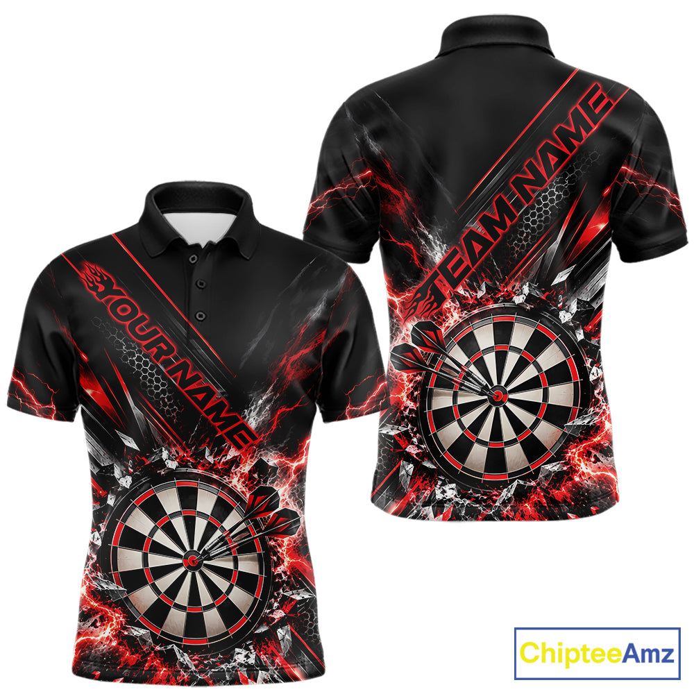 Custom Red Lightning Dart Impact Dart Tournament Men Polo Shirt, Dart Jersey IPHW12564