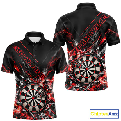 Custom Red Lightning Dart Impact Dart Tournament Men Polo Shirt, Dart Jersey IPHW12564
