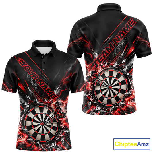 Custom Red Lightning Dart Impact Dart Tournament Men Polo Shirt, Dart Jersey IPHW12564