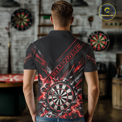 Custom Red Lightning Dart Impact Dart Tournament Men Polo Shirt, Dart Jersey IPHW12564