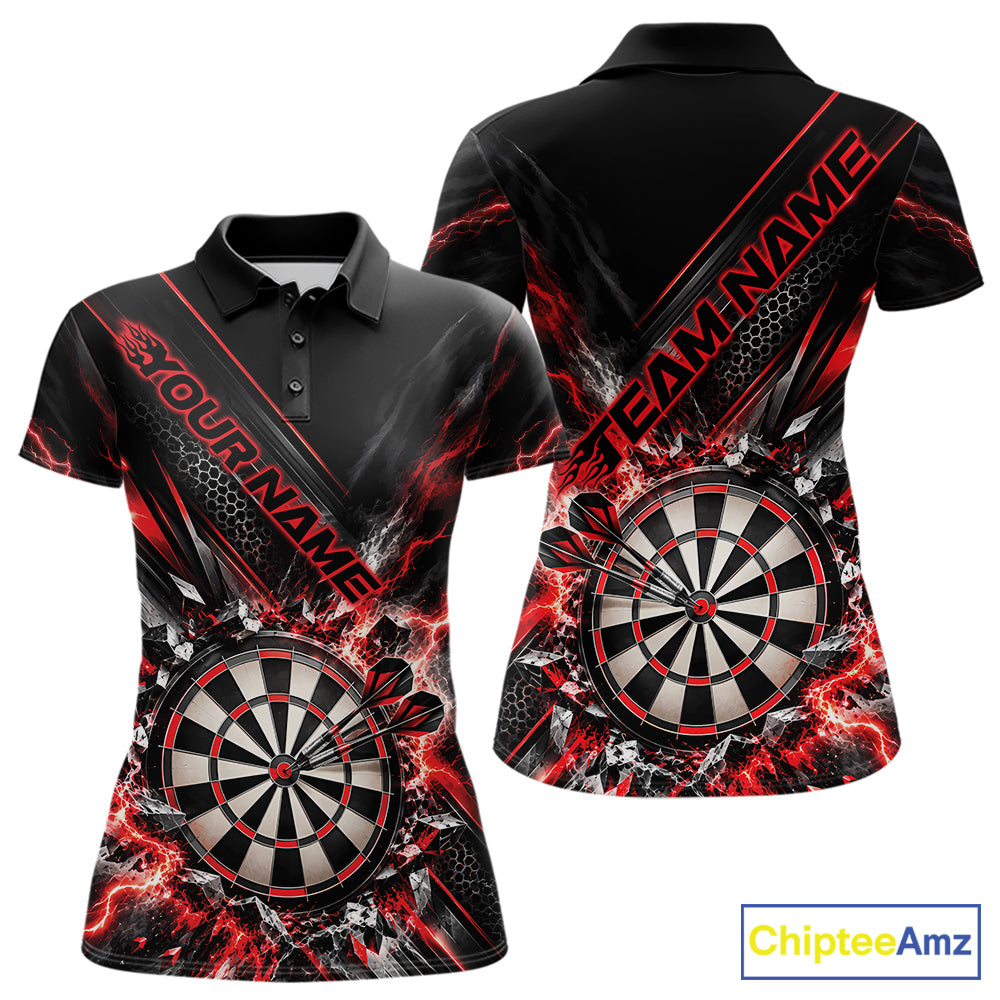 Custom Red Lightning Dart Impact Dart Tournament Women Polo Shirt, Dart Jersey IPHW12564