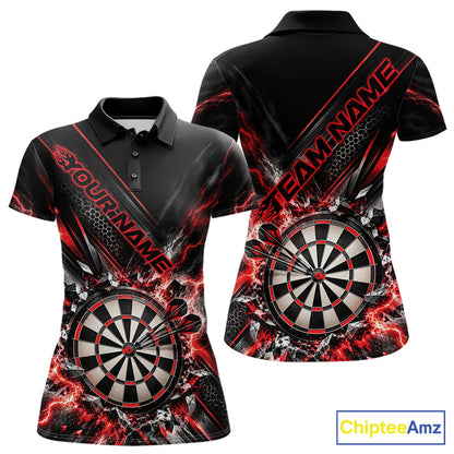 Custom Red Lightning Dart Impact Dart Tournament Women Polo Shirt, Dart Jersey IPHW12564