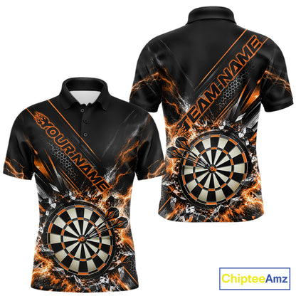 Custom Orange Lightning Dart Impact Dart Tournament Men Polo Shirt, Dart Jersey IPHW12566