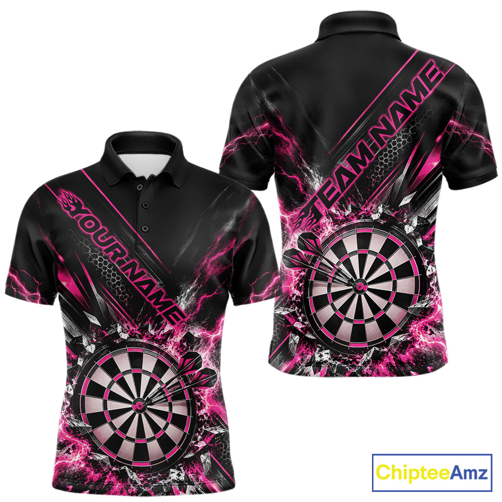 Custom Pink Lightning Dart Impact Dart Tournament Men Polo Shirt, Dart Jersey IPHW12567