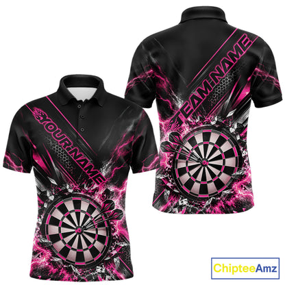Custom Pink Lightning Dart Impact Dart Tournament Men Polo Shirt, Dart Jersey IPHW12567