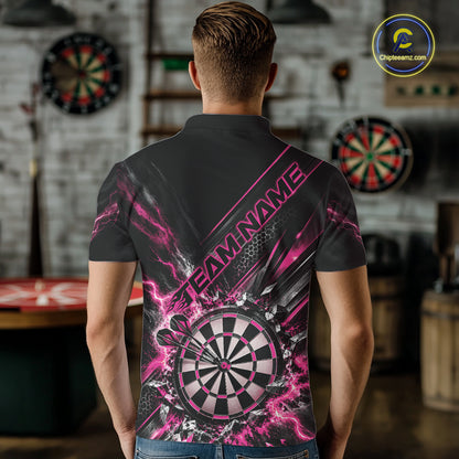 Custom Pink Lightning Dart Impact Dart Tournament Men Polo Shirt, Dart Jersey IPHW12567