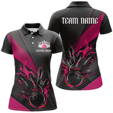 Load image into Gallery viewer, Black And Red Custom Flame Bowling Tournament Jerseys For Women, Bowling Team Bowler Outfit IPHW7924