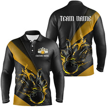 Load image into Gallery viewer, Black And Yellow Custom Flame Bowling Tournament Jerseys For Men, Bowling Team Shirts IPHW7925