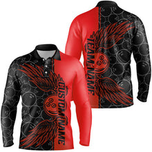 Load image into Gallery viewer, Black And Blue Custom Bowling Ball And Wings Bowling Shirts For Men, Bowling Team Uniform IPHW7927