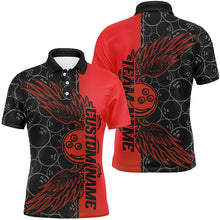 Load image into Gallery viewer, Black And Blue Custom Bowling Ball And Wings Bowling Shirts For Men, Bowling Team Uniform IPHW7927