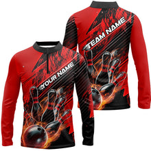 Load image into Gallery viewer, Black And Red Custom Flame Bowling Shirts For Men, Unisex Fire Bowling Team Shirt Bowler Outfit IPHW7939