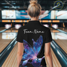 Load image into Gallery viewer, Custom Blue Galaxy Butterfly Bowling Women Quarter-Zip Shirts, Ladies Bowling Outfit IPHW10241