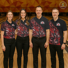 Load image into Gallery viewer, Custom Patriotic Red Flame Bowling Shirts, US Flag Bowling Team Jerseys Freedom 4Th Of July Bowling Shirt IPHW10433