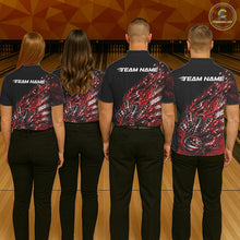 Load image into Gallery viewer, Custom Patriotic Red Flame Bowling Shirts, US Flag Bowling Team Jerseys Freedom 4Th Of July Bowling Shirt IPHW10433