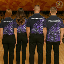 Load image into Gallery viewer, Custom Patriotic Purple Flame Bowling Shirts, US Flag Bowling Team Jerseys Freedom 4Th Of July Bowling Shirt IPHW10434